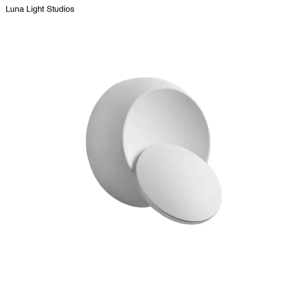 White circular LED stairway wall lamp with rounded wall plate on Tampa Home & Garden Store