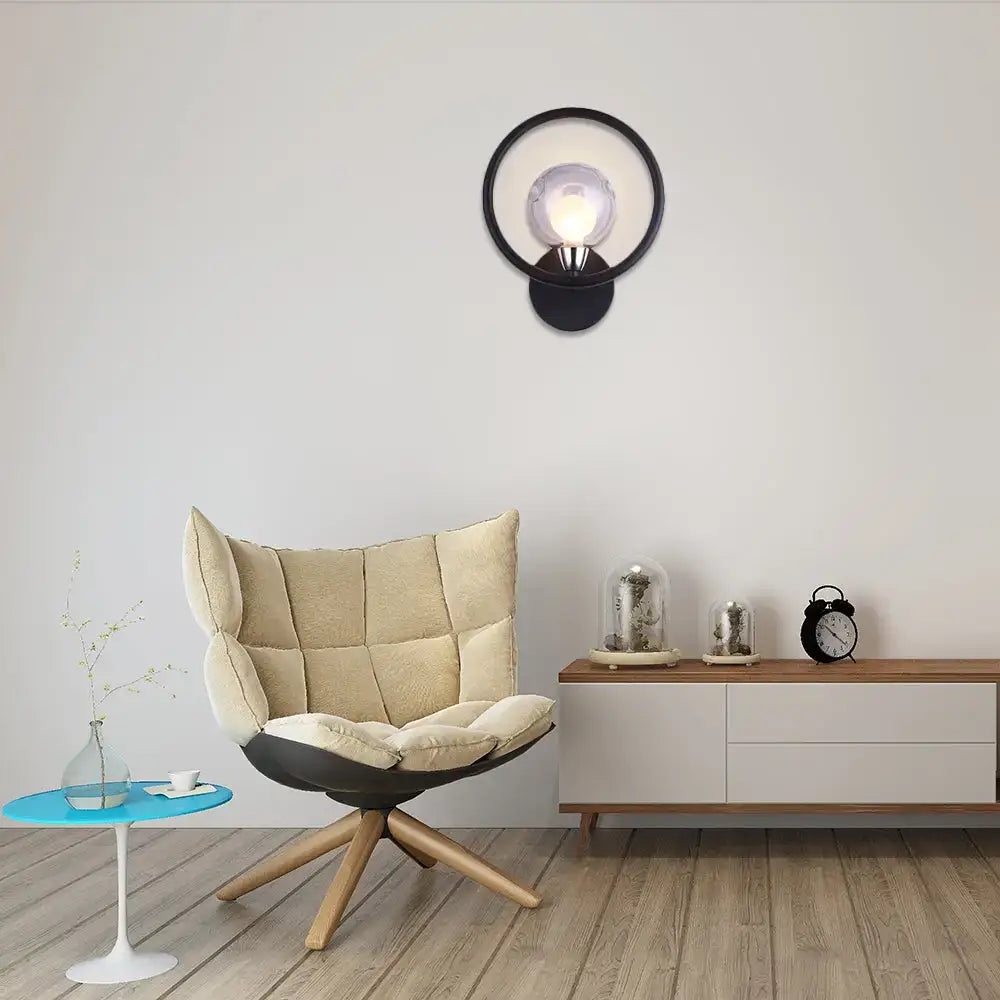 Black Glass Ball Wall Sconce by Decorbites, black glass orb with circular ring on Tampa Home & Garden Store