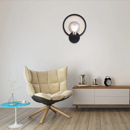Black Glass Ball Wall Sconce by Decorbites, black glass orb with circular ring on Tampa Home & Garden Store