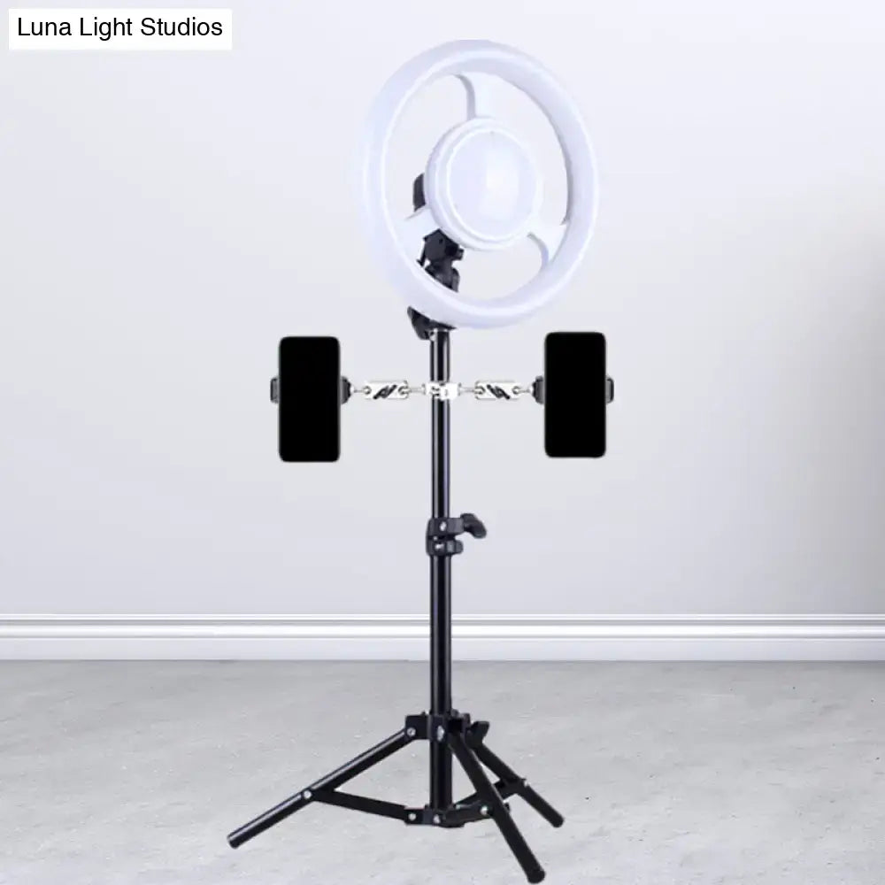Black LED phone holder with ring light on adjustable tripod stand, dual side clamps on Tampa Home & Garden Store