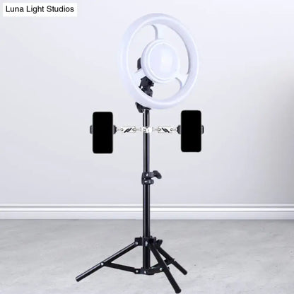Black LED phone holder with ring light on adjustable tripod stand, dual side clamps on Tampa Home & Garden Store