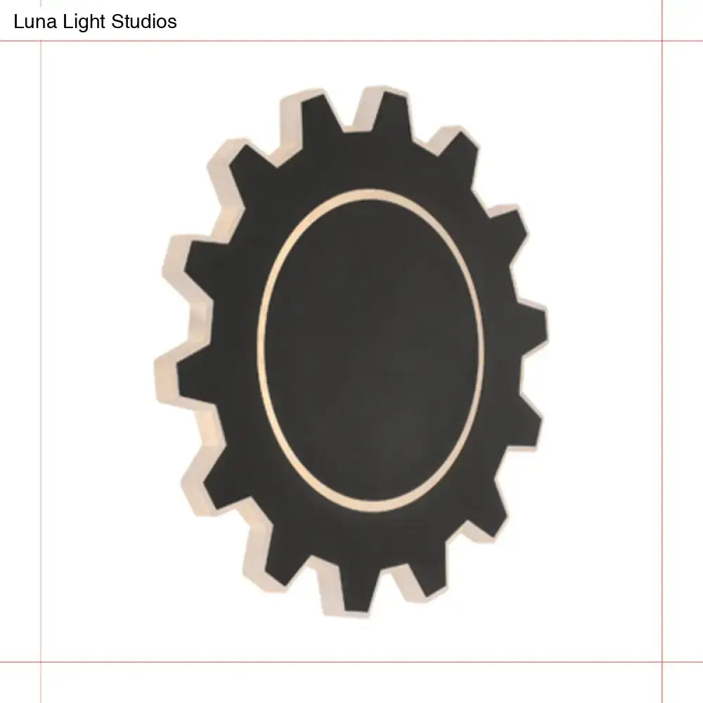 Black modern wall sconce with gear-shaped acrylic ring, dimmable Decorbites on Tampa Home & Garden Store
