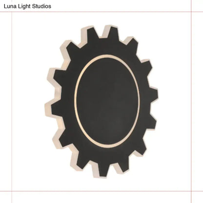 Black modern wall sconce with gear-shaped acrylic ring, dimmable Decorbites on Tampa Home & Garden Store