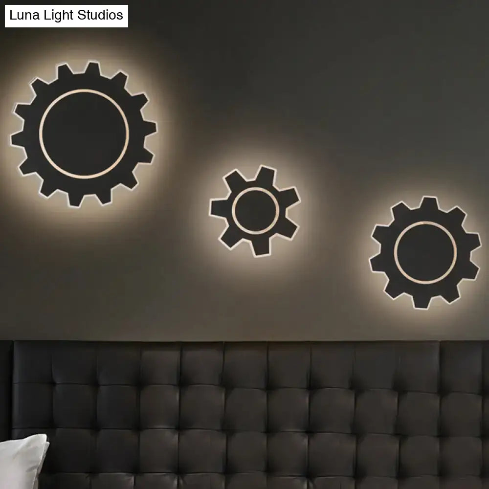 Black modern wall sconce acrylic dimmable with gear-shaped light accents Decorbites on Tampa Home & Garden Store
