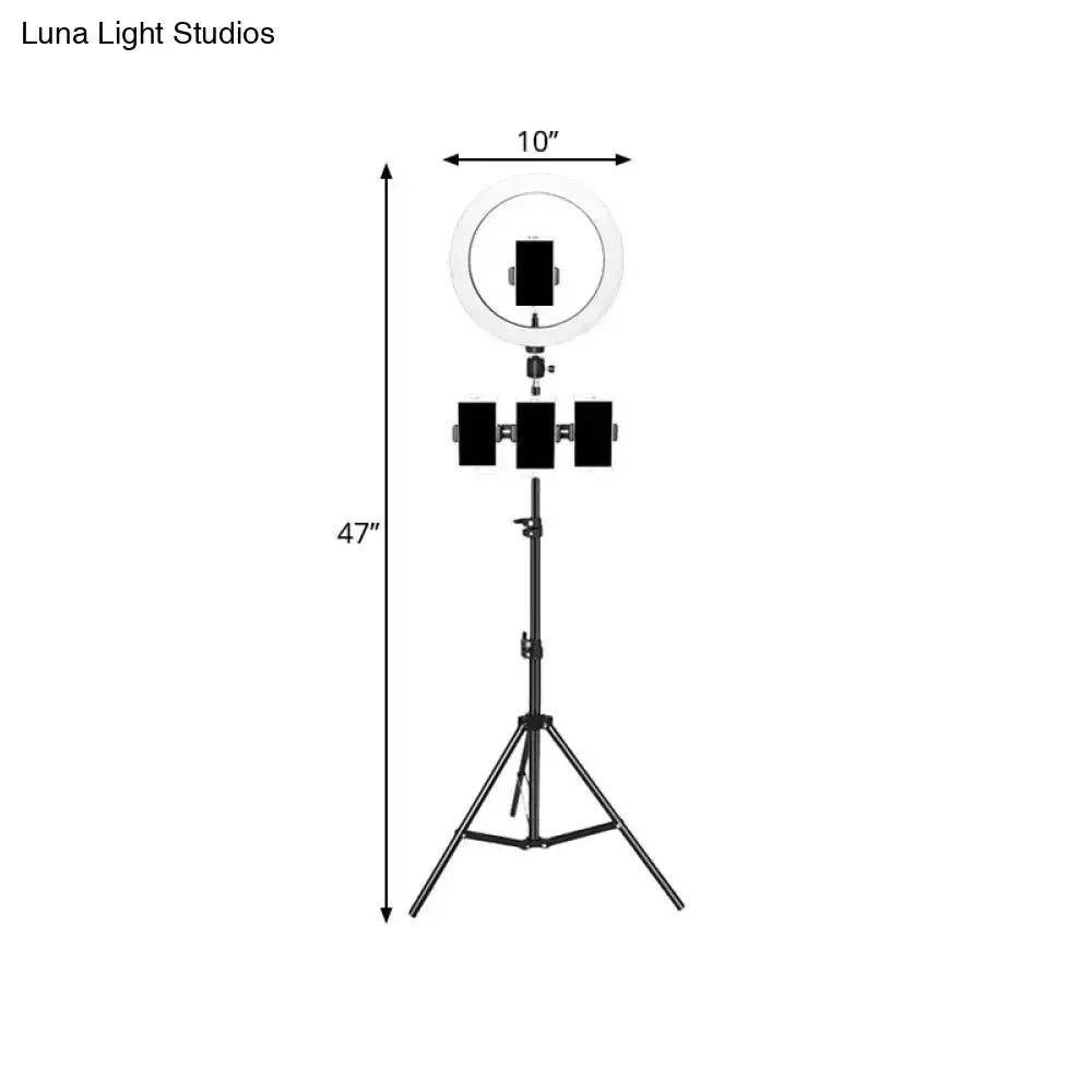 Black LED ring light with 10-inch ring and 47-inch tripod stand for photography and video on Tampa Home & Garden Store