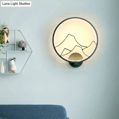 Minimalist Black and White Mountain Ring Lamp