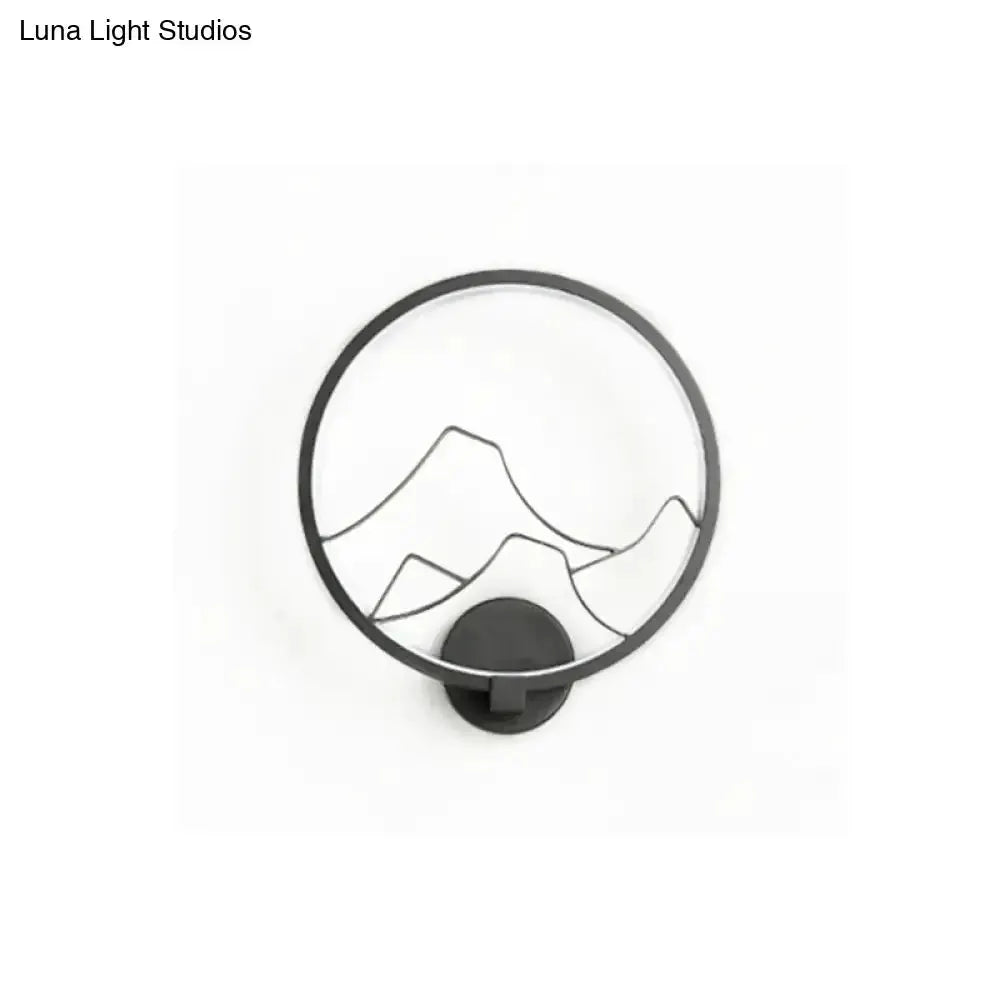 Minimalist Black and White Mountain Ring Lamp