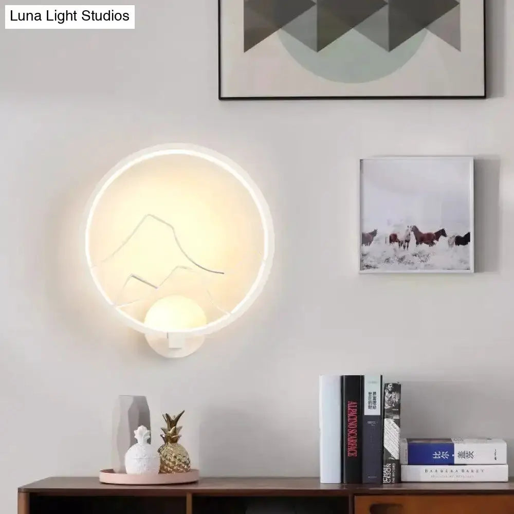 Minimalist Black and White Mountain Ring Lamp
