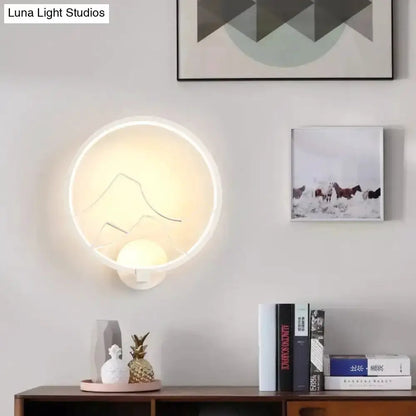 Minimalist Black and White Mountain Ring Lamp