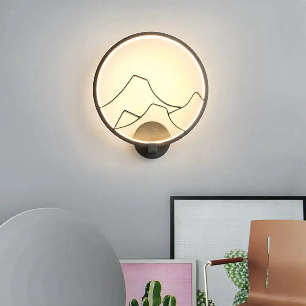 Minimalist Black and White Mountain Ring Lamp