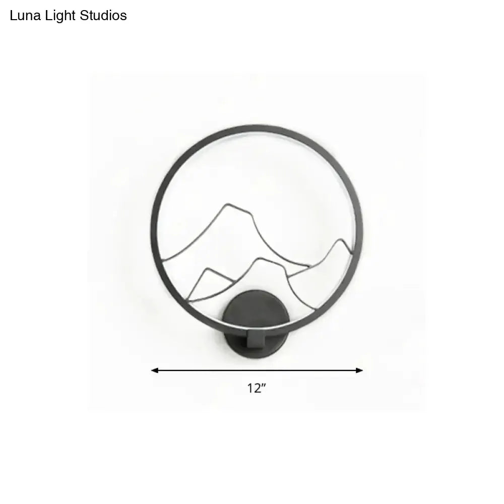 Minimalist Black and White Mountain Ring Lamp