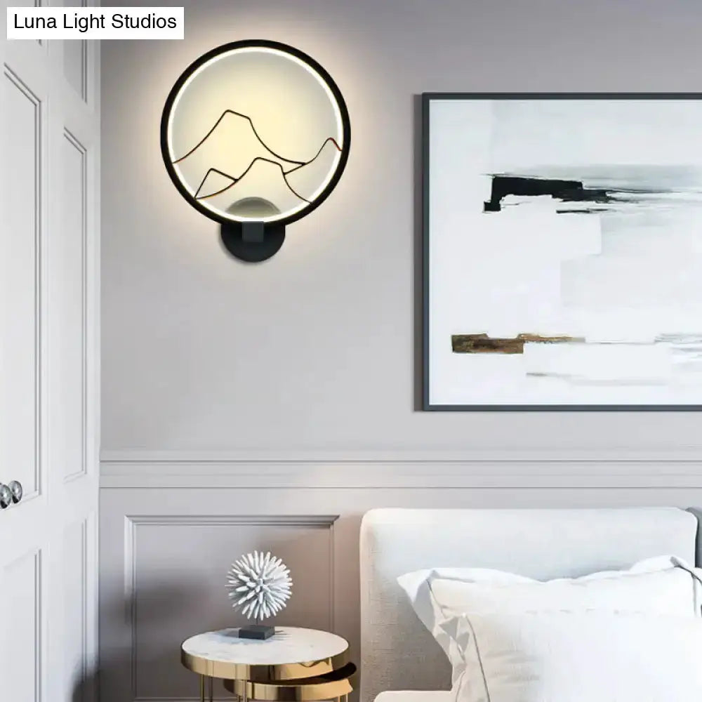 Minimalist Black and White Mountain Ring Lamp