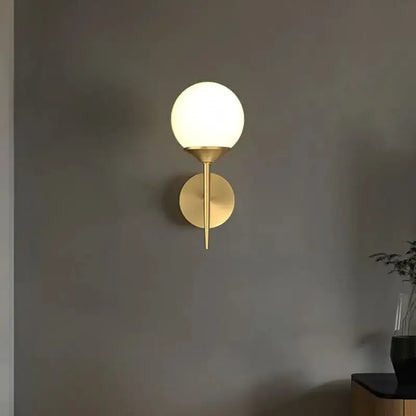 Brass and Frosted Glass Led Wall Lamp for Dining