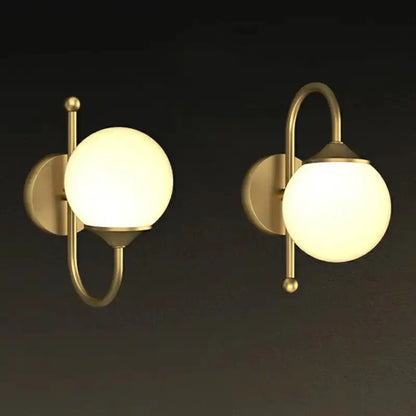 Brass and Frosted Glass Led Wall Lamp for Dining