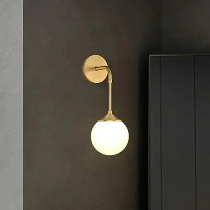 Brass and Frosted Glass Led Wall Lamp for Dining
