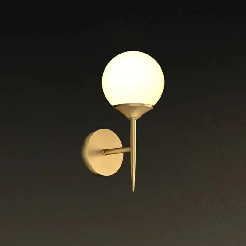 Brass and Frosted Glass Led Wall Lamp for Dining