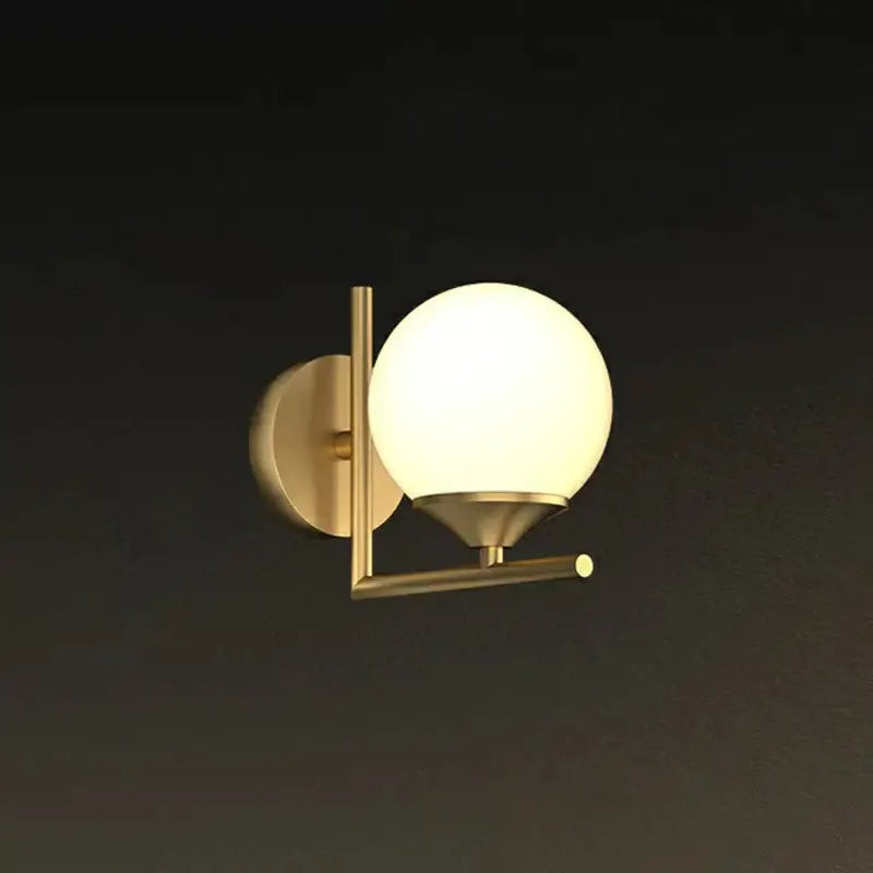 Brass and Frosted Glass Led Wall Lamp for Dining