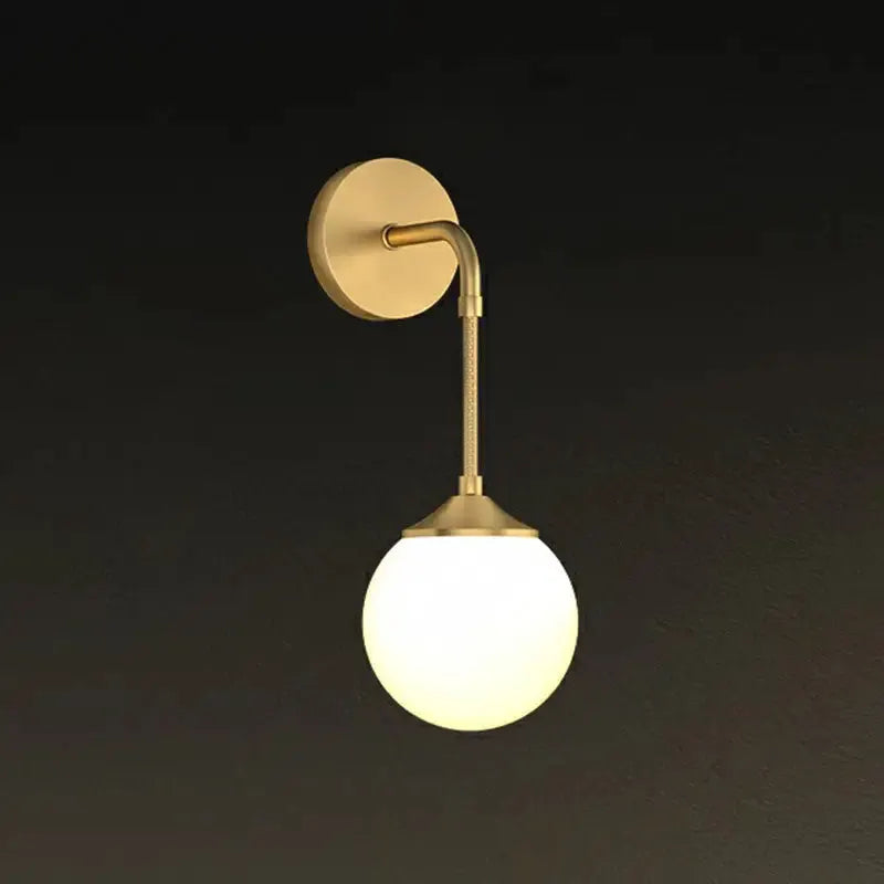 Brass and Frosted Glass Led Wall Lamp for Dining
