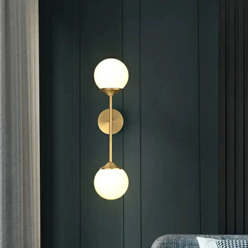 Brass and Frosted Glass Led Wall Lamp for Dining