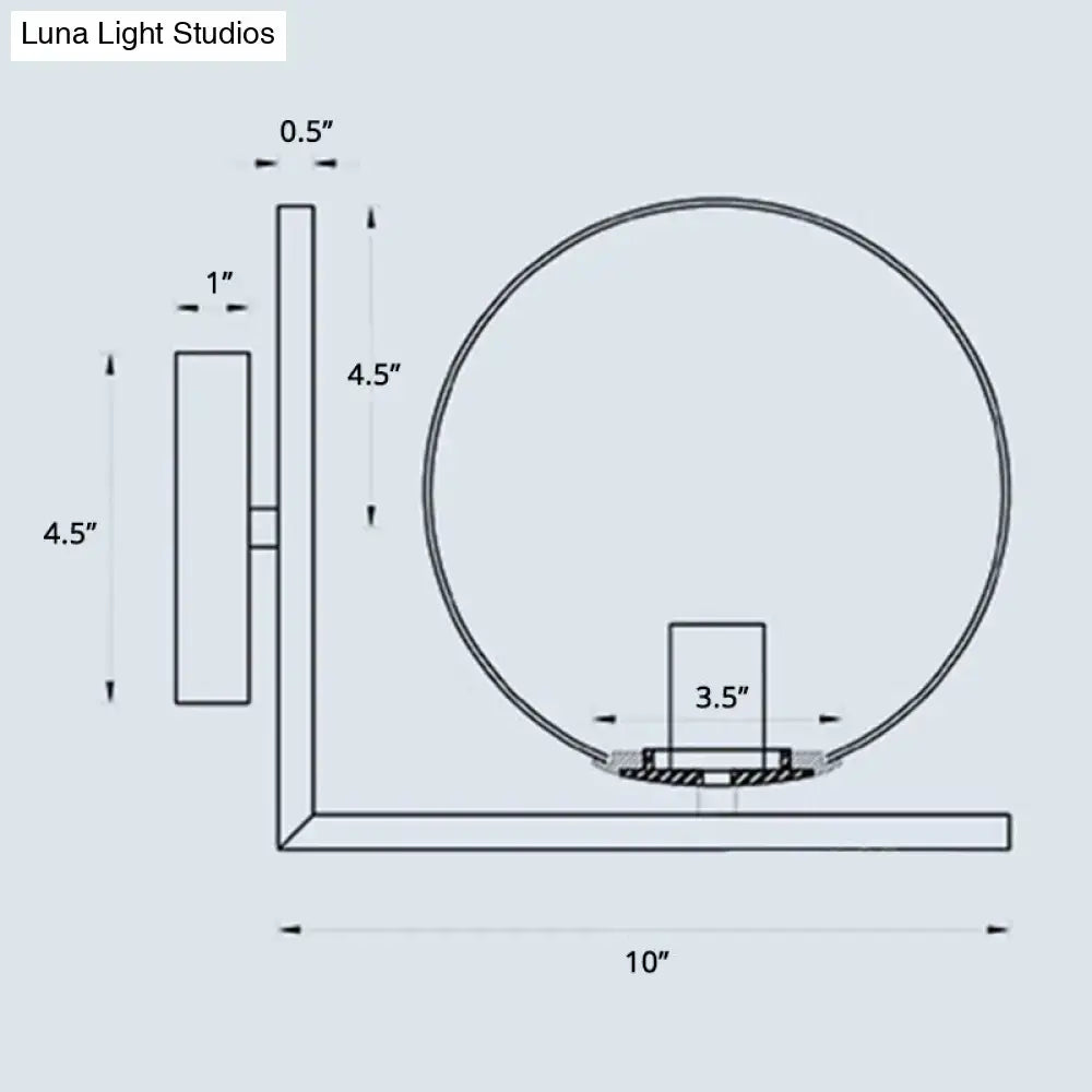 Opaline Angle Wall Sconce schematic with circular shade and wall-mount base by Decorbites on Tampa Home & Garden Store