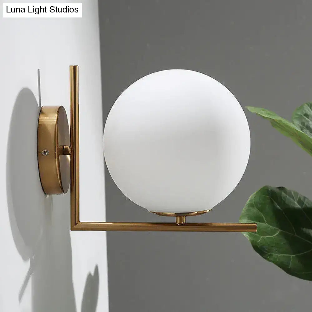 Opaline Angle Wall Sconce brass frame with opaline glass globe Decorbites wall mounted on Tampa Home & Garden Store