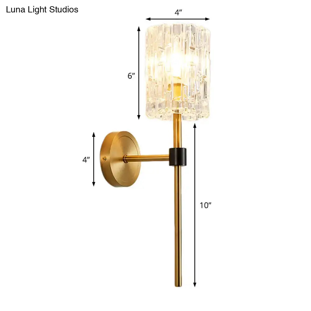 Decorbites brass crystal wall sconce slender cylinder with glass shade 4in mount 10in on Tampa Home & Garden Store