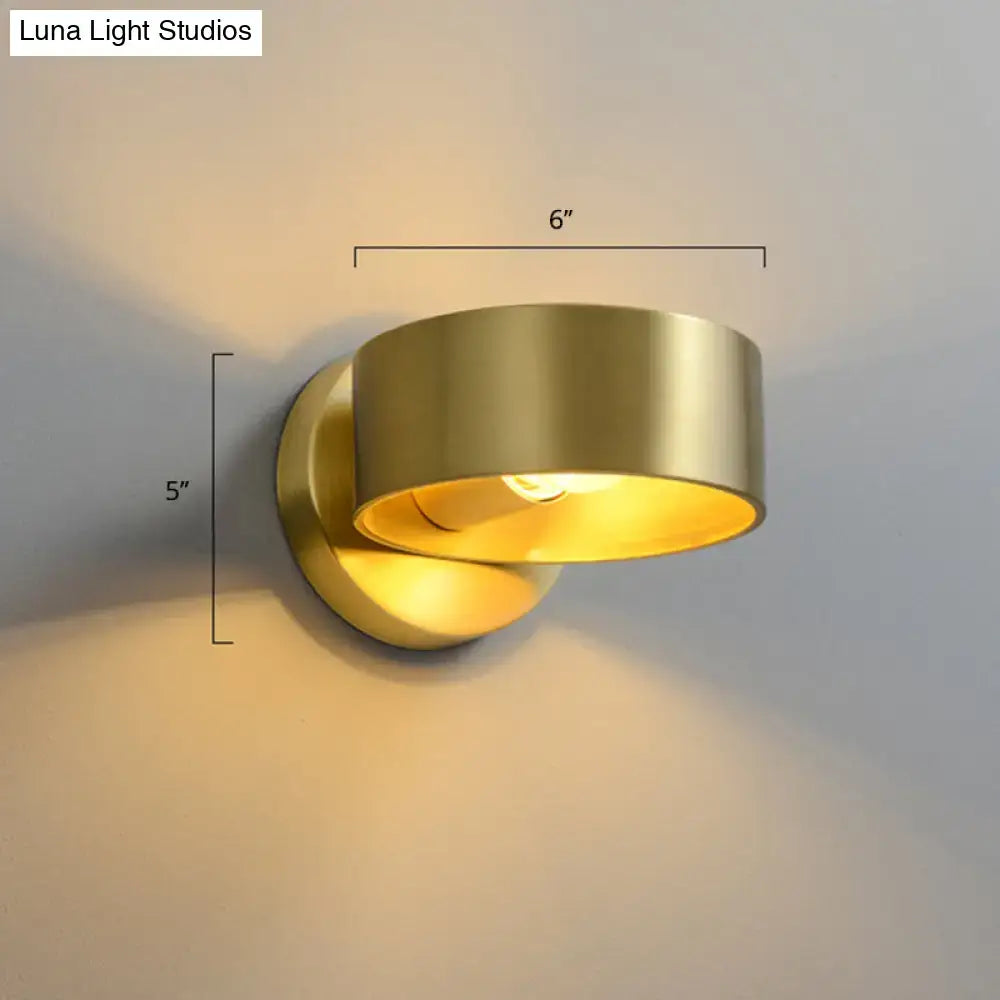 Brass Curved Wall Lamp Decorbites; gold cylindrical shade, wall lamp 6in wide x 5in tall on Tampa Home & Garden Store