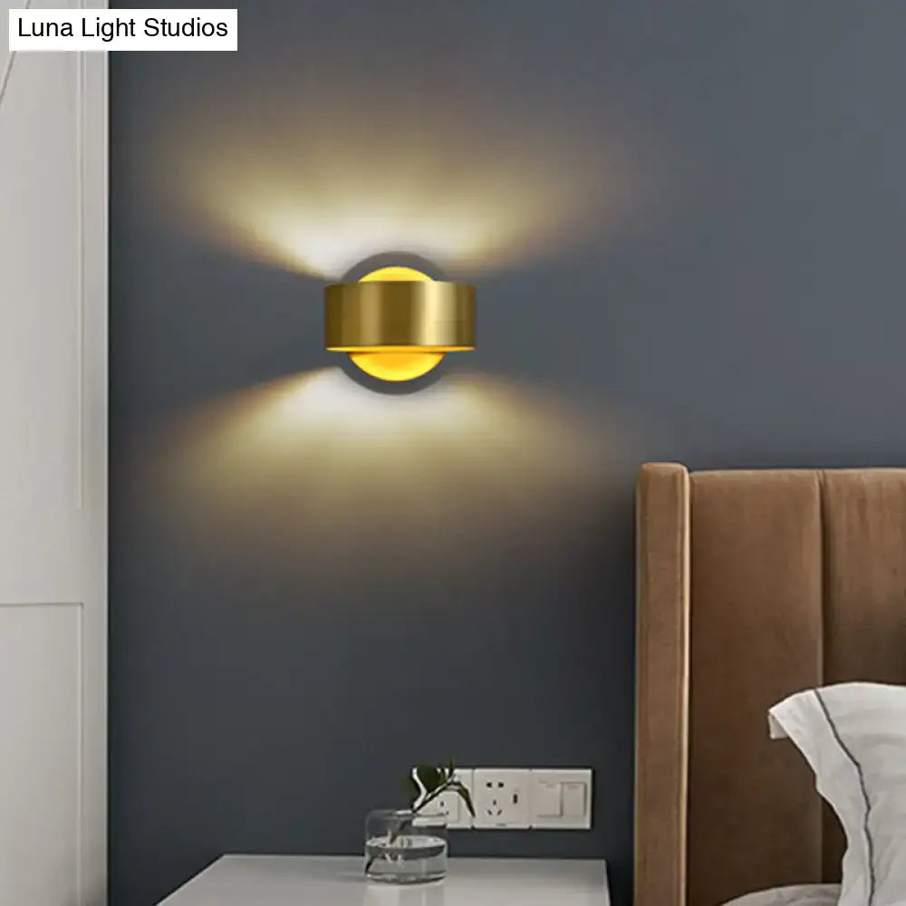 Brass Curved Wall Lamp by Decorbites; brass finish, circular backplate, warm ambient glow on Tampa Home & Garden Store