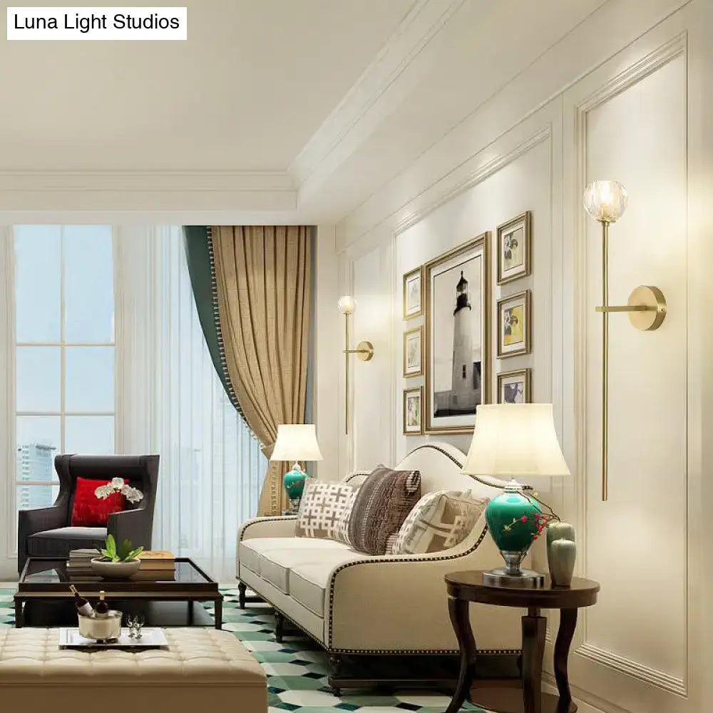 Brass Crystal Wall Sconces pair with globe shades by Decorbites on Tampa Home & Garden Store