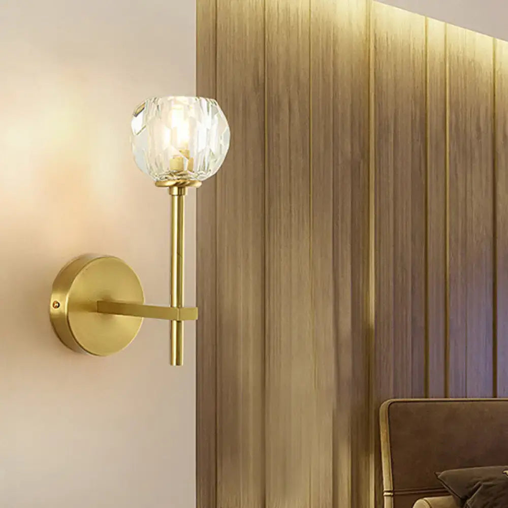 Brass crystal wall sconce with clear glass orb shade Decorbites on Tampa Home & Garden Store