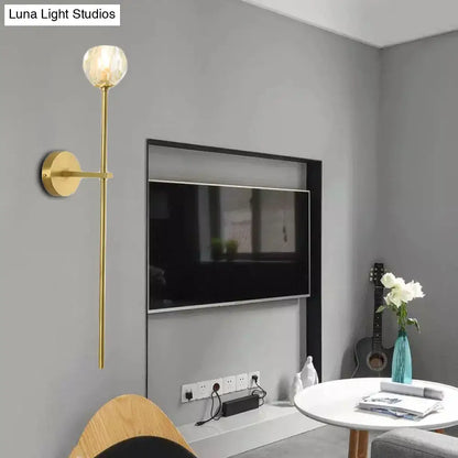 Brass crystal wall sconce with glass globe shade, gold finish by Decorbites on Tampa Home & Garden Store