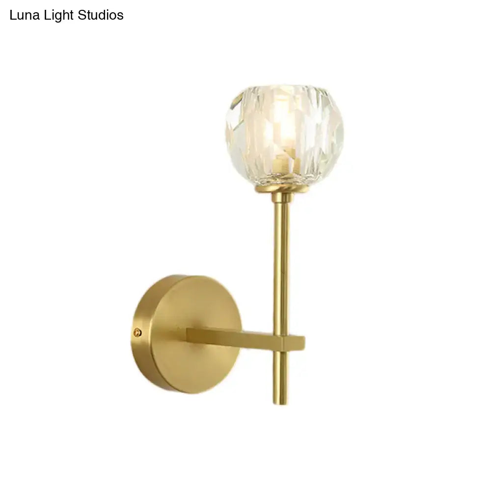 Brass crystal wall sconce with glass orb shade, gold finish wall mount Decorbites on Tampa Home & Garden Store