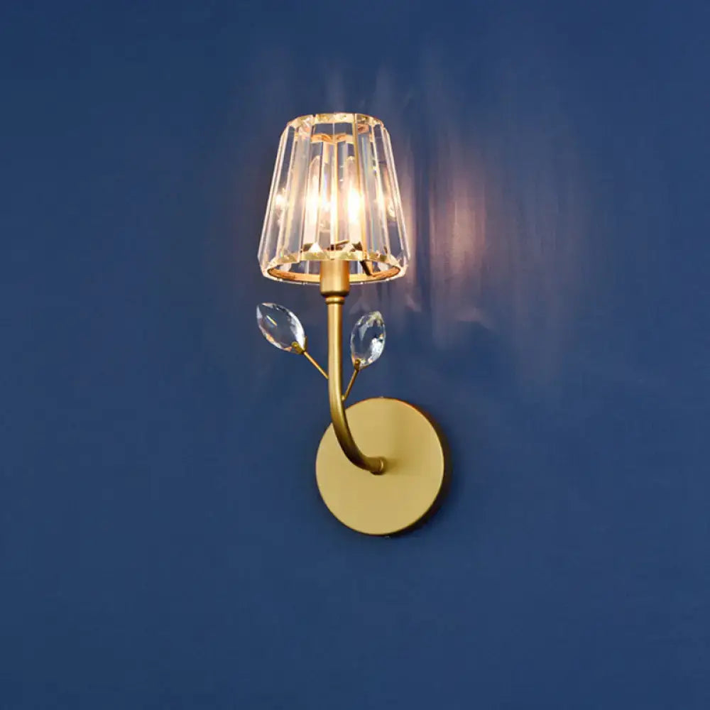 Brass Crystal Wall Light by Decorbites with faceted crystal shade and round wall mount on Tampa Home & Garden Store
