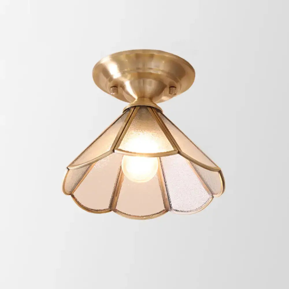 Brass scalloped flush mount ceiling light with glass panels Decorbites on Tampa Home & Garden Store