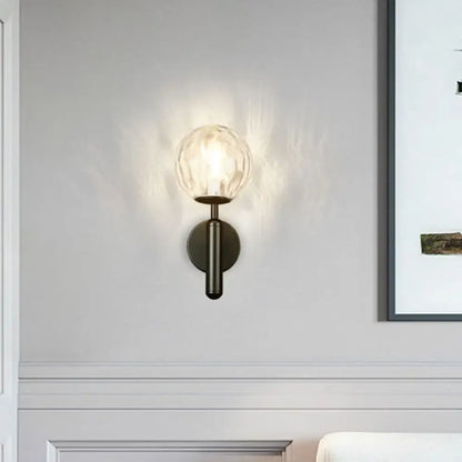Black Gold Textured Glass Globe Sconce with round backplate and globe by Decorbites on Tampa Home & Garden Store