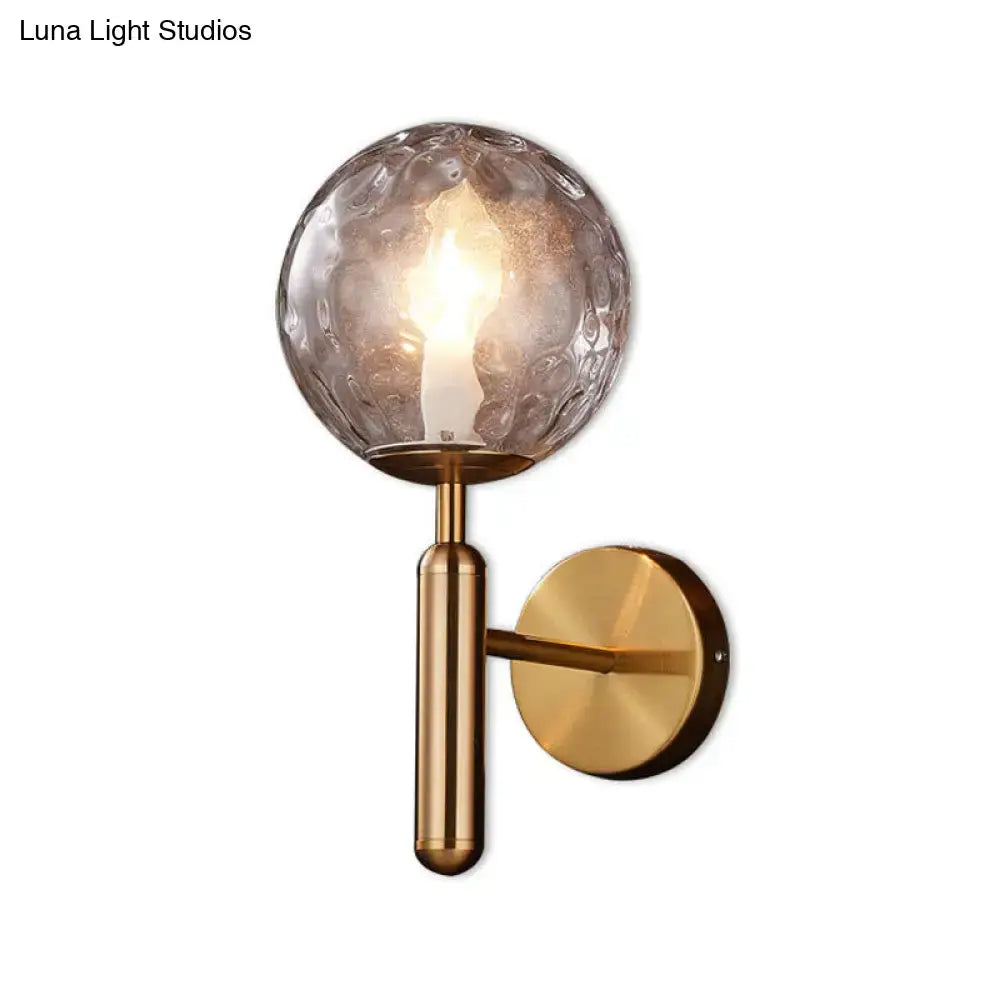 Decorbites Black Gold Textured Glass Globe Sconce, brass wall light with textured glass globe on Tampa Home & Garden Store