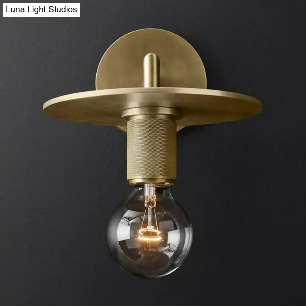Bronze Glass Wall Sconce with round backplate and exposed filament bulb on Tampa Home & Garden Store