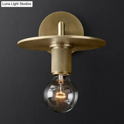Bronze Glass Wall Sconce with round backplate and exposed filament bulb on Tampa Home & Garden Store