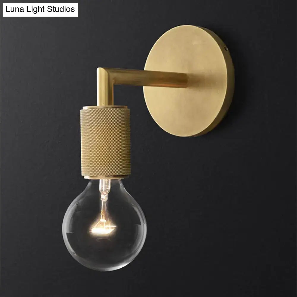 Bronze Glass Wall Sconce by Decorbites with knurled brass sleeve and exposed bulb on Tampa Home & Garden Store