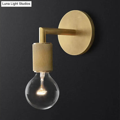 Bronze Glass Wall Sconce by Decorbites with knurled brass sleeve and exposed bulb on Tampa Home & Garden Store