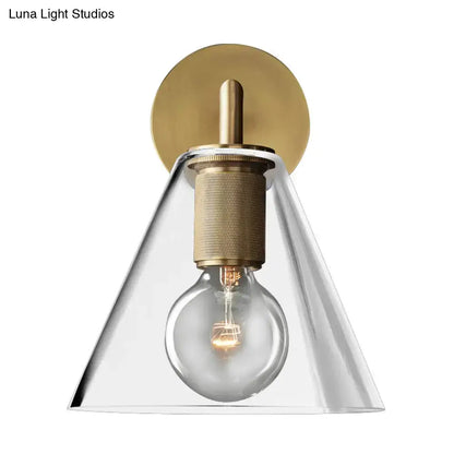 Bronze Glass Wall Sconce by Decorbites with clear glass shade and brass mount on Tampa Home & Garden Store