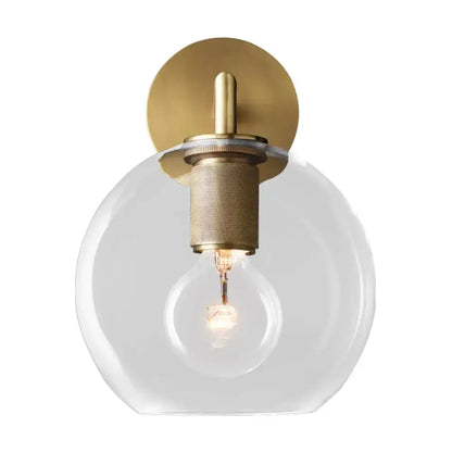 Bronze Glass Wall Sconce by Decorbites with clear glass shade and brass backplate on Tampa Home & Garden Store