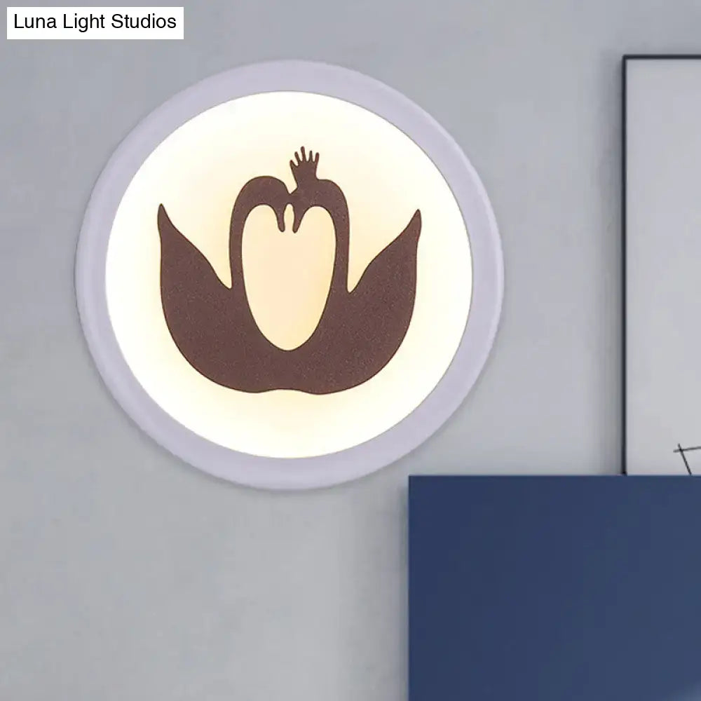 Brown Swan Wall Light by Decorbites, circular backlit panel with brown swan silhouette on Tampa Home & Garden Store