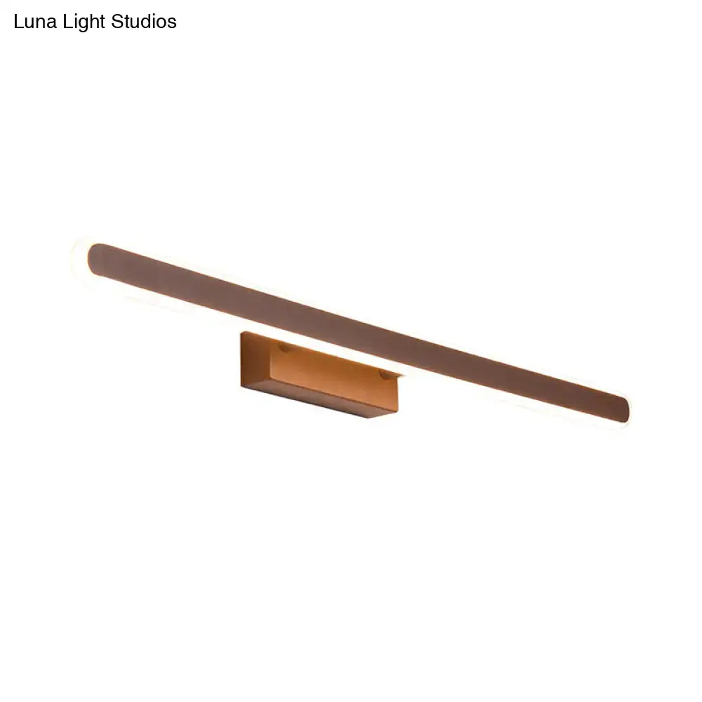 Brown LED Vanity Sconce by Decorbites, slim copper-brown wall light with rectangular mount on Tampa Home & Garden Store