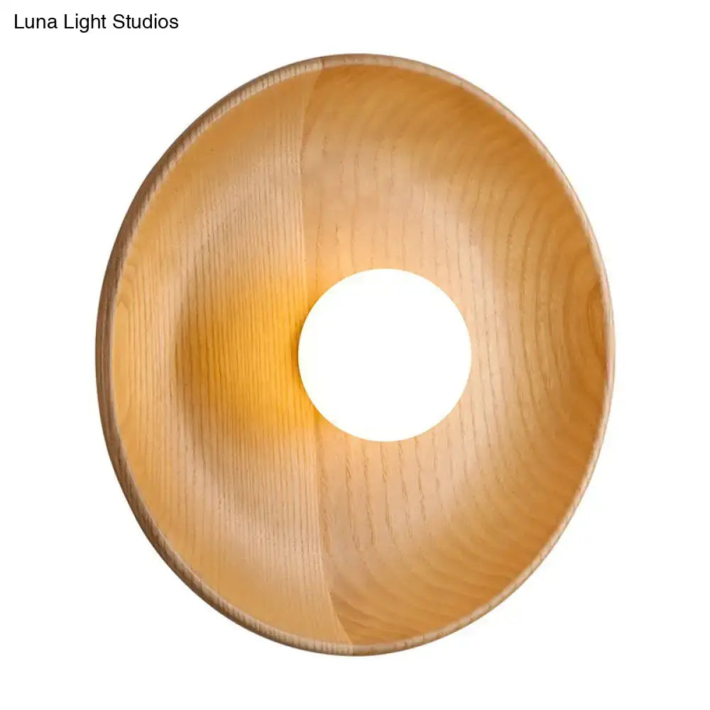 Wooden Tray-Style Wall Sconce - Minimalist 1 Head Light Fixture for Living Room