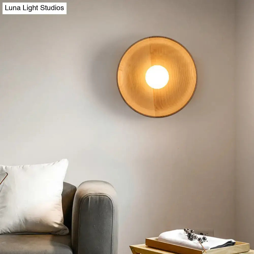 Wooden Tray-Style Wall Sconce - Minimalist 1 Head Light Fixture for Living Room