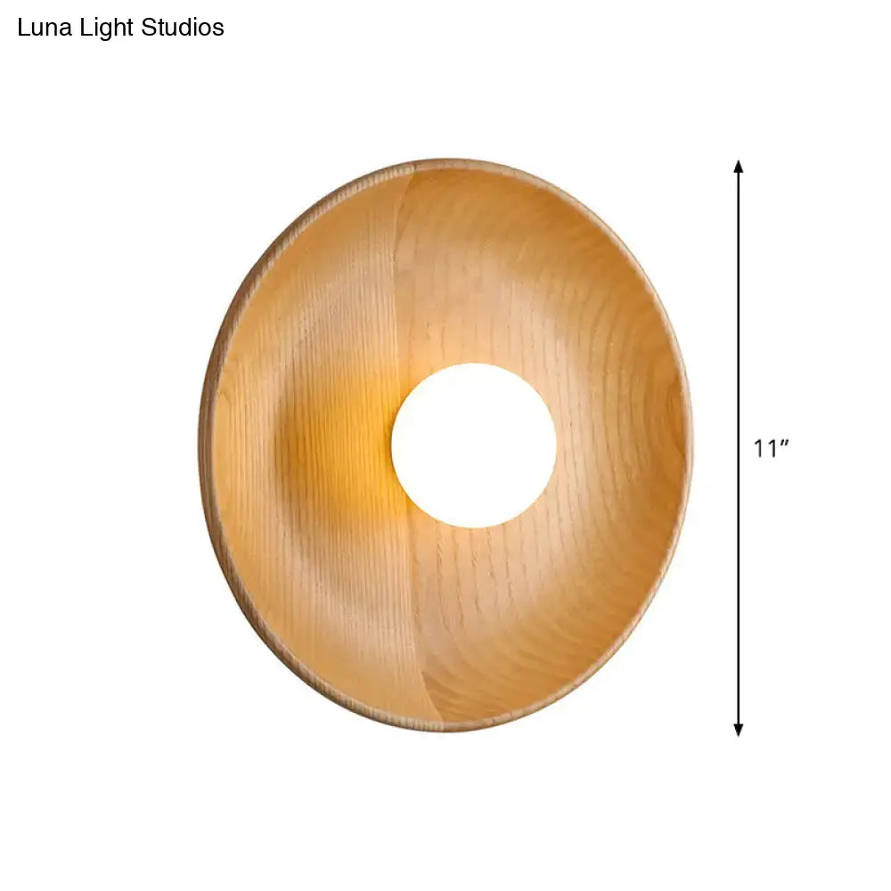Wooden Tray-Style Wall Sconce - Minimalist 1 Head Light Fixture for Living Room