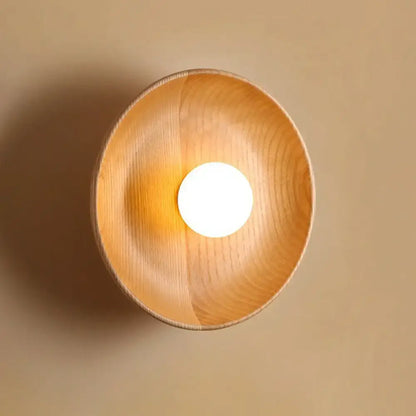 Wooden Tray-Style Wall Sconce - Minimalist 1 Head Light Fixture for Living Room