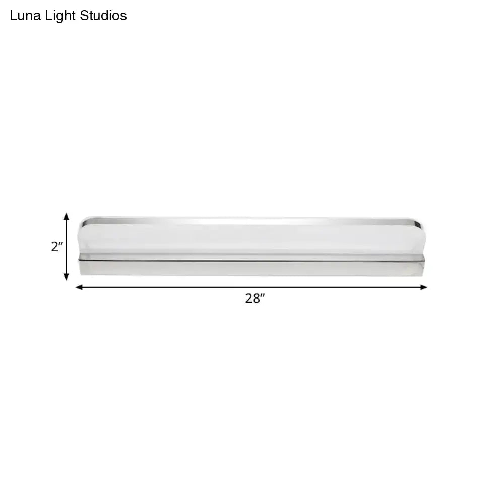 Chrome LED vanity light 28in long, 2in tall with frosted diffuser for bathroom on Tampa Home & Garden Store
