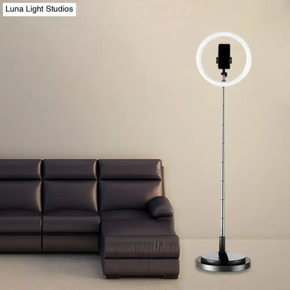 Black Metal USB LED Vanity Light by Decorbites with ring light on adjustable chrome stand on Tampa Home & Garden Store